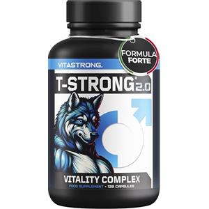 Vitastrong. Maca Peruviana Vegana con Arginina, Taurina e Zinco, Vitality Complex Forte ad Alto Dosaggio, 120 Capsule di Maca Nera Extra Forte Arricchite di Fieno Greco, Ginkgo, Ginseng e Vit B6, Integratore Uomo