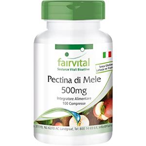 Fairvital | Pectina di mela 500mg con Calcio e Vitamina C - Senza, Fruttosio, Glutine ne Lattosio- 100 Compresse,1 Mese di Fornitura- Vegan