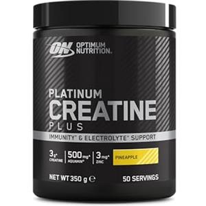 Optimum Nutrition Platinum Creatine Plus, Integratore Alimentare Avanzato per Aumentare Potenza e Prestazioni, con magnesio Aquamin per l'Equilibrio Elettrolitico, Gusto Ananas, 50 dosi, 350 g