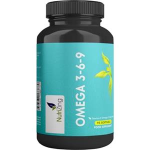 NutriZing Omega 3 6 9 Olio di Pesce Puro - Con Olio di Lino, Olio di Semi di girasole e Vitamina E - 1000mg per uomini e donne - 90 capsule da NutriZing
