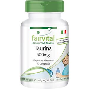 Fairvital | Taurina 500mg - per 2 mesi - VEGAN - alto dosaggio - 60 compresse