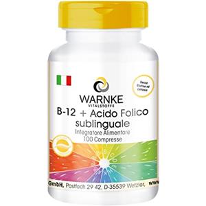WARNKE VITALSTOFFE B-12 + acido folico sublinguale - 100 compresse con acerola di produzione propria - altamente dosato, vegano | Warnke Vitalstoffe - Qualità da farmacia tedesca