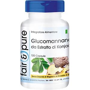 Fair & Pure® - Glucomannano 500mg - Estratto di radice di Konjac in polvere - Naturale e Vegano - 120 Capsule