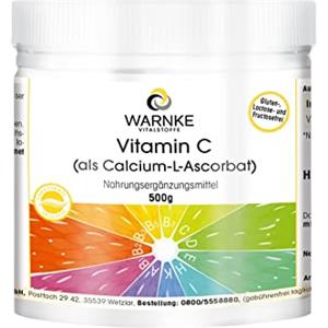 WARNKE VITALSTOFFE Vitamina C in polvere 500 g - Calcio-L-Ascorbato 100% puro senza additivi, adatto allo stomaco, tamponato | Warnke Vitalstoffe - Qualità da farmacia tedesca