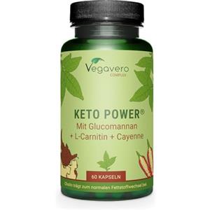 Vegavero® Keto Power | Ideale per Dieta Chetogenica | Con Konjac, L-Teanina, L-Carnitina ed Inulina | Metabolismo degli Acidi Grassi | Senza Additivi | No OGM | Vegan