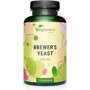 Vegavero Lievito di Birra | 2500 mg | Integratore per Capelli, Unghie e Pelle | Fonte di Biotina, Zinco e Selenio | 120 Capsule | Senza Additivi | Vegan | No OGM | Vegavero®