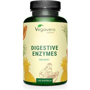 Vegavero ENZIMI DIGESTIVI Vegavero® | 100% NATURALE | Con Bromelina, Papaina, Amilasi, Lipasi, Cellulasi e Calcio (Aquamin™ TG) | 120 capsule gastroresistenti DRcaps® | Vegan