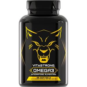 Vitastrong. Omega 3 Olio di Pesce 2000mg Alto Dosaggio con Vitamina E, Senza Retrogusto, Omega3 Olio di Pesce (Fish Oil) 700mg EPA 500mg DHA, Alta Concentrazione, Integratore Omega - 3 Puro Cuore, Vista, Cervello