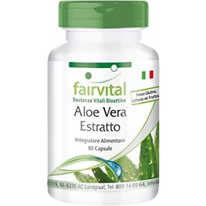 Fairvital | Aloe Vera - MASSA per 3 mesi - VEGAN - 90 capsule - 200: 1 Aloe Vera Barbadensis Miller concentrarsi