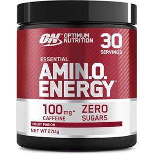 Optimum Nutrition Amino Energy, Integratore Pre-Allenamento in Polvere con Aminoacidi, BCAA, L-Glutammina e L-Leucina, con Vitamina C e Caffeina, Gusto Fruit Fusion, 30 Porzioni, 270 g