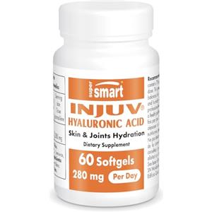 Supersmart Injuv® Acido Ialuronico 280mg/giorno - Antietà e Antirughe - Aiuta a cancellare le rughette, a nascondere le irregolarità della pelle e a idratare le articolazioni - Brevettato - Supersmart