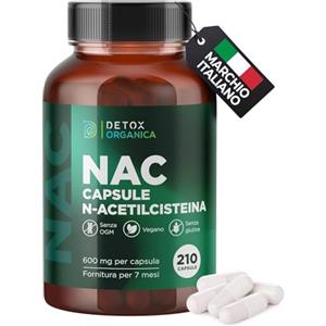 Detox Organica-NAC n-acetil-cisteina in polvere-200 g-Fornitura per 11 Mesi-600mg al Giorno-Elevata biodisponibilità e Tolleranza-Antiossidante-Senza Additivi-Vegan-Senza Glutine