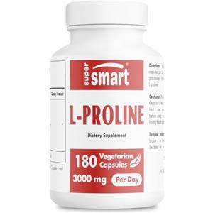 Supersmart L-Proline 500mg - Aminoacido - Contribuisce a rinforzare unghie e capelli - Aiuta la guarigione - Aiuta la normale sintesi del collagene - Vegano - Supersmart