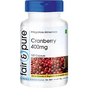 Fair & Pure ® Estratto di Mirtillo rosso 400mg - Estratto di Cranberry 30.000 mg (30g) - Vegan - 120 Capsule