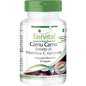 Fairvital | Estratto di Camu Camu con Vitamina C naturale - Altamente dosato - 1000 mg di estratto per dose giornaliera - Vegan - 90 capsule