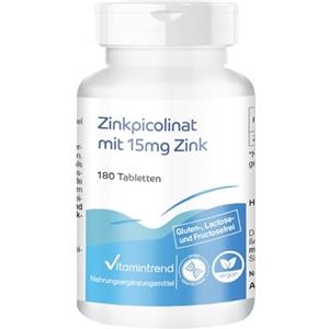 Vitamintrend Zinco 15mg da Zinco Picolinato - 180 compresse vegane - oligoelemento essenziale PER 6 MESI! | Vitamintrend®