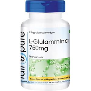 Fair & Pure® - L-Glutammina in capsule - Vegan - Aminoacido Glutammina 750mg - Polvere in capsule - Neutra - 180 Capsule