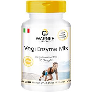WARNKE VITALSTOFFE Bromelina, Papaina, Amilasi, Lipasi, Proteasi e Rutina - Vegi Enzyme Mix - 90 Drcap® - Vegan | Warnke Vitalstoffe - Qualità da farmacia tedesca