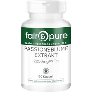 Fair & Pure® - Estratto di passiflora - 120 capsule - 2250 mg per dose giornaliera - vegano - altamente dosato - senza magnesio stearato