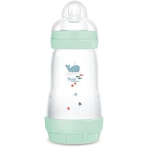 MAM Biberon Easy Start 260 ml, Biberon anticolica per allattamento misto, Riduce le bolle d'aria e il rischio di coliche, Accessori neonati 2+ mesi autosterilizzanti e con tettarella misura 2, Verde