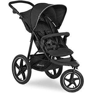 Hauck Passeggino 3 Ruote Runner 2 All Terrain, Ruote Gonfiabili Extra Grandi, Cappotta Parasole UPF 50 +, Altezza Regolabile, Posizione Nanna, Cesto XL, Nero