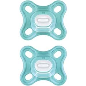 MAM Comfort Succhietto 0-3 mesi (Set da 2), Ciuccio MAM 0-3 mesi in 100% silicone con design unico, Kit da 2 accessori neonato morbidi e leggeri con porta ciuccio sterilizzatore, Neutro