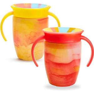 Munchkin Miracle 360 Baby Tazze , Bicchiere per bambini a flusso libero per bambini , Tazza per allenamento , Senza BPA , Bottiglia d'acqua , 12+ Mesi , 10oz/296ml , 2 Pezzi , Giallo & Rosso