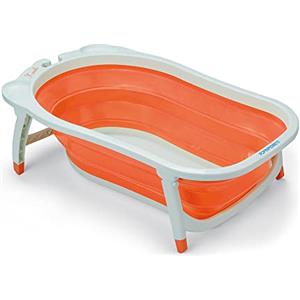Foppapedretti Vaschetta da bagno Pieghevole Soffietto, Morbida, Comoda e Pratica, per bambini dalla nascita fino a 15 kg, Arancione