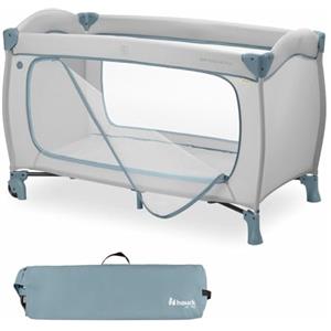 hauck Lettino Da Viaggio Sleep N Play Go Plus - Culla Neonato Fino a 15kg - Letto Pieghevole 120x60, Borsa Inclusa, Ampia Apertura - Box Bambini Compatto, con Ruote Integrate - Dusty Blue