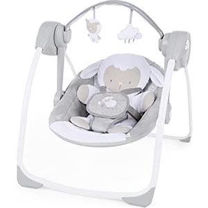 Ingenuity Comfort 2 Go Altalena compatta portatile a 6 velocità con musica, pieghevole, 0-9 mesi (Cuddle Lamb)