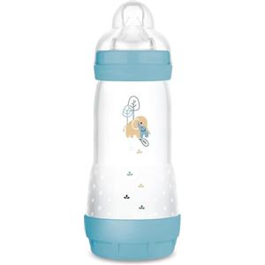 MAM Biberon Easy Start 320 ml, Biberon anticolica per allattamento misto, Riduce le bolle d'aria e il rischio di coliche, Accessori neonati 4+ mesi autosterilizzanti e con tettarella misura 3, Azzurro