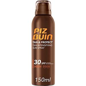 PIZ BUIN Tan & Protect Spray Solare Intensificatore dell'Abbronzatura SPF 30, Crema solare spray abbronzante corpo con Illumitone, Protezione solare spray SPF30 con filtro solare UVA/UVB, 150 ml