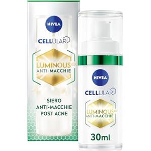 NIVEA Cellular Luminous630 Siero Anti-Macchie Post Acne 30 ml, Siero viso anti-macchie post acne, Siero viso pelle grassa con Acido Ialuronico, Acido Salicilico viso e Tè Verde