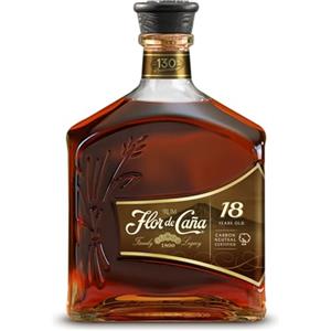 FLOR DE CANA Flor de Caña 18 - Rum Scuro, Senza Zuccheri Aggiunti, Bottiglia da 700 ml