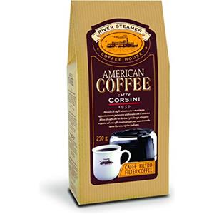 CAFFÈ CORSINI 1950 Caffè Corsini - American Coffee, Miscela di Macinato per caffè Filtro Lungo, Americano, Leggero e Profumato - 6 Confezioni da 250 Grammi Sottovuoto