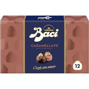 BACI PERUGINA Caramellato alle Mandorle Cioccolatini Fondenti ripieni al Gianduia, Scatola Regalo 150g