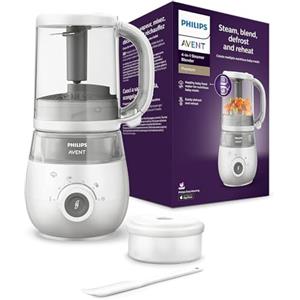 Philips B07FN4CL35- Philips Avent SCF883/01 EasyPappa Plus 4 in 1 Cuocipappa Multifunzione, Cuoci a Vapore, Frulla, Scongela e Riscalda in un Recipiente, 1 litro, Bianco/Grigio