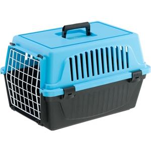 Ferplast Trasportino Gatto, Trasportino Cane Taglia Piccola, Cani e Gatti fino a 5 Kg, Porta in Ferro Plastificato, Fessure di aerazione, 32,5 x 48 x h 29 cm, ATLAS 10 EL Trasportino Rigido, Azzurro