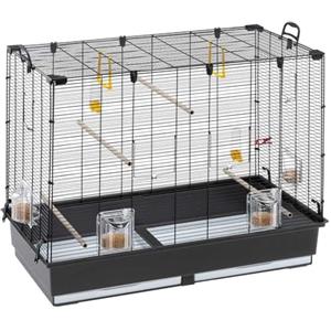 Ferplast Gabbia Voliera per Uccelli PIANO 6 Gabbia per Uccelli, Canarini, Bengalini, Cocorite, Inseparabili, in Metallo, Accessori inclusi Posatoi Mangiatoie Girevoli, 87 x 46,5 x h 70 cm