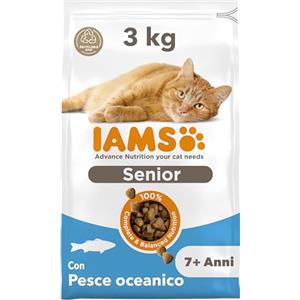 IAMS Cibo secco con pesce oceanico per gatti da 7+ , 3 kg