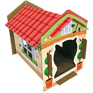 Croci Casetta Villa Color - Tiragraffi per gatti Adulti, Graffiatoio in cartone con cuccia, per gatti grandi e piccoli, 42 x 35 x 50 cm
