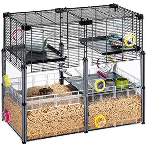 FERPLAST - Gabbia per criceti grande - Gabbia per topolini - Rete metallica - con accessori - Modulare - Multipla Hamster, 72,5 x 37,5 x h 62 CM