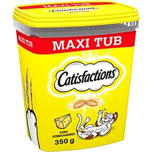 Catisfactions Snack per gatto, Formato Scorta 700g al gusto Formaggio, 2 Maxi Tub da 350gr ciascuno