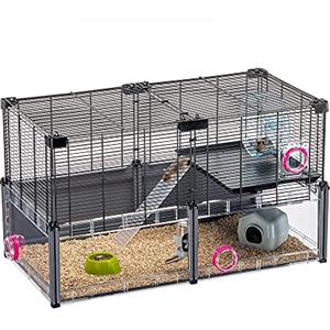 FERPLAST - Gabbia per criceti grande - Gabbia per topolini - Rete metallica - con accessori - Modulare - Multipla Hamster, 72,5 x 37,5 x h 42 CM