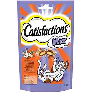 Catisfactions Mix Snack per Gatto con Gustoso Pollo e Saporita Anatra, 6 Confezioni da 60 g