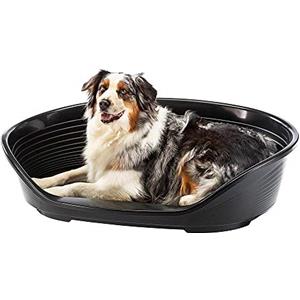 Ferplast Cuccia per Cani Cuccia per Cani grandi 100% plastica riciclata Lettino per Cani lavabile traspirante e antiscivolo Siesta Deluxe, 93,5 x 68 x 28,5 cm., Nero
