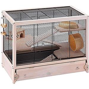 Ferplast Gabbia Criceti in legno FSC HAMSTERVILLE, Gabbia Topolini, Struttura su più livelli, Accessori inclusi, 60 x 34 x h 49 cm.