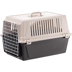 Ferplast Trasportino Gatto, Trasportino Cane Taglia Media Piccola, Cani e Gatti fino a 15 Kg, Porta in Ferro Plastificato, Fessure di aerazione, 40 x 60 x h 38 cm, ATLAS 30 EL Trasportino Rigido, Nero