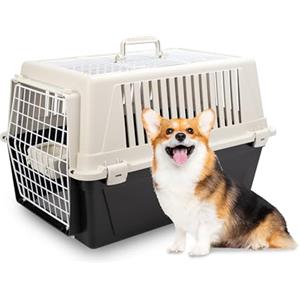 Ferplast Trasportino Gatto, Trasportino Cane Taglia Media Piccola, Cani e Gatti fino a 15 Kg, Tetto Apribile, con Cuscino e Ciotola inclusi, 40 x 60 x h 38 cm, ATLAS 30 OPEN Trasportino Rigido, Nero