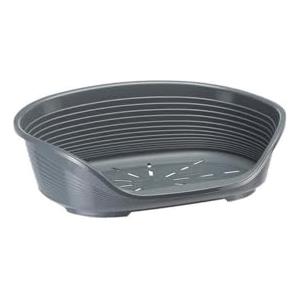 Ferplast Cuccia per Cani Cuccia in plastica per Cani taglia media 100% plastica riciclata Lettino per Cani lavabile traspirante e antiscivolo Siesta Deluxe, 82 x 59,5 x 25 cm., Grigio